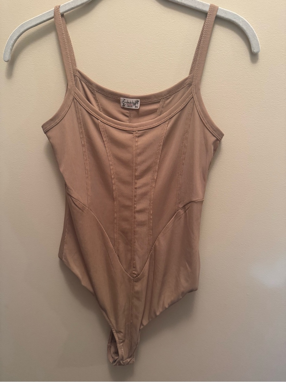 Free People Ribbed Nude Beige Tank Bodysuit